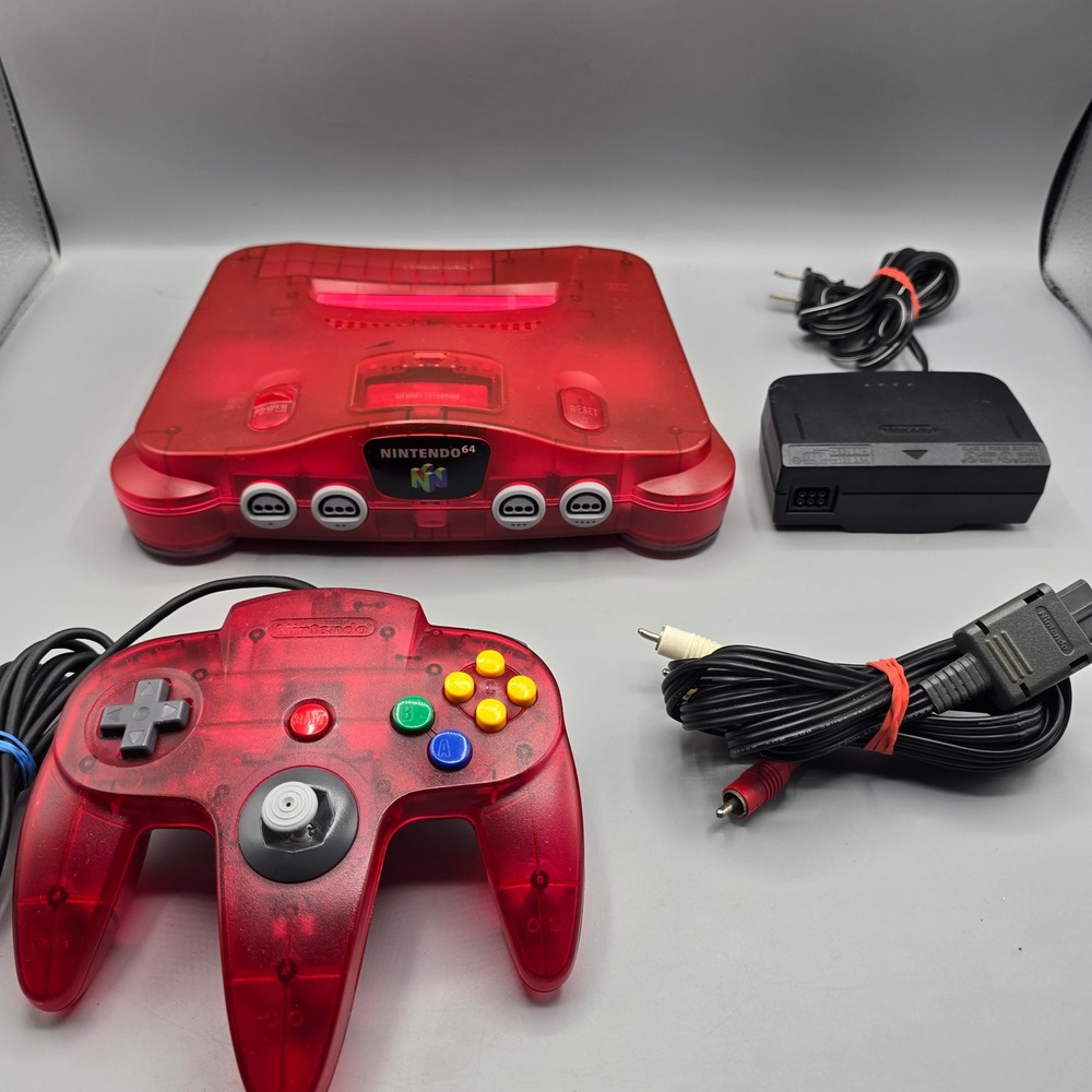 Nintendo 64 N64 Funtastic Watermelon Red Console Bundle with Controller Cables